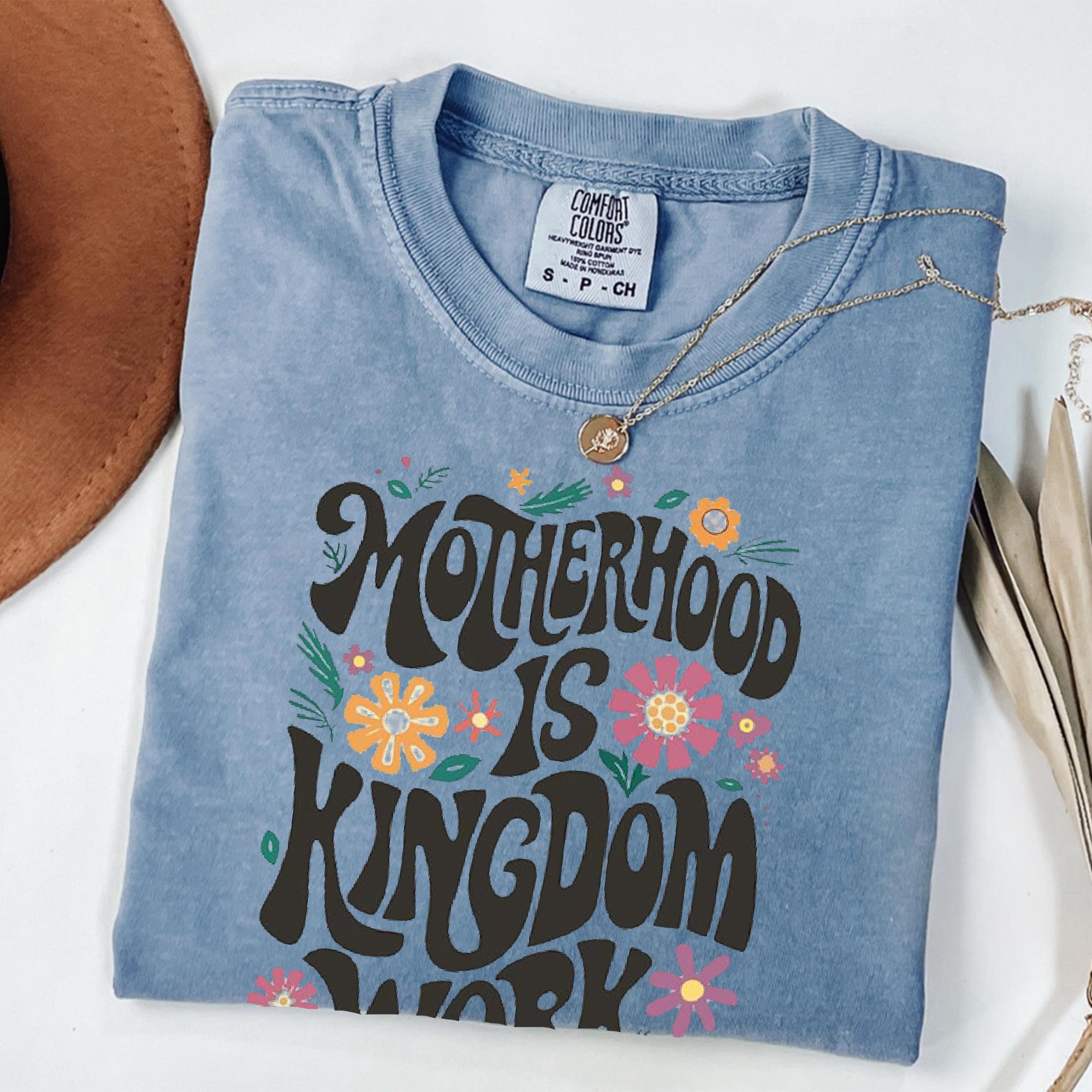 Motherhood is Kingdom Work Comfort Colors Shirt, Christian Mom Shirt, Retro Christian Mom T Shirt, Christian Mothers Day Shirt, Bible Shirt